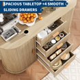 thumbnail image 4 of Studyset Sideboard Buffet Cabinet with Storage,47" Fluted Coffee Bar Cabinet Kitchen Storage Cabinet with 4 Drawers and 2 Arched Sliding Doors, Accent Cabinets Modern Wood Storage Buffet Table, 4 of 8