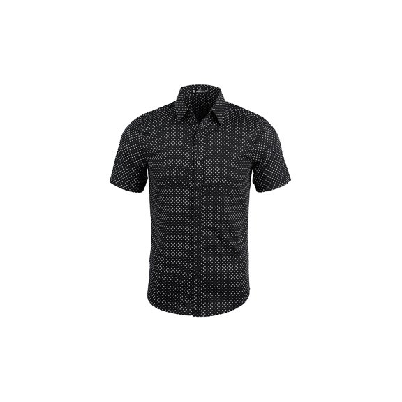 Lars Amadeus Men's Cotton Point Collar Polka Dots Button Down Short Sleeve Shirt