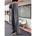 thumbnail image 7 of Women's Low Rise Flare Jeans Washed Gray Denim Pants with Front Pockets, 7 of 7