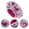 thumbnail image 3 of Unique Bargains 1 Pc Women Reusable Shower Cap for Bathroom Business Travel Purple PEVA Microfiber, 3 of 4