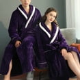 thumbnail image 5 of uublik Men and Women Flannel Bathrobe Winter Thickening Long Warmth Velvet Couple Pajamas Robe Sleepwear, 5 of 5