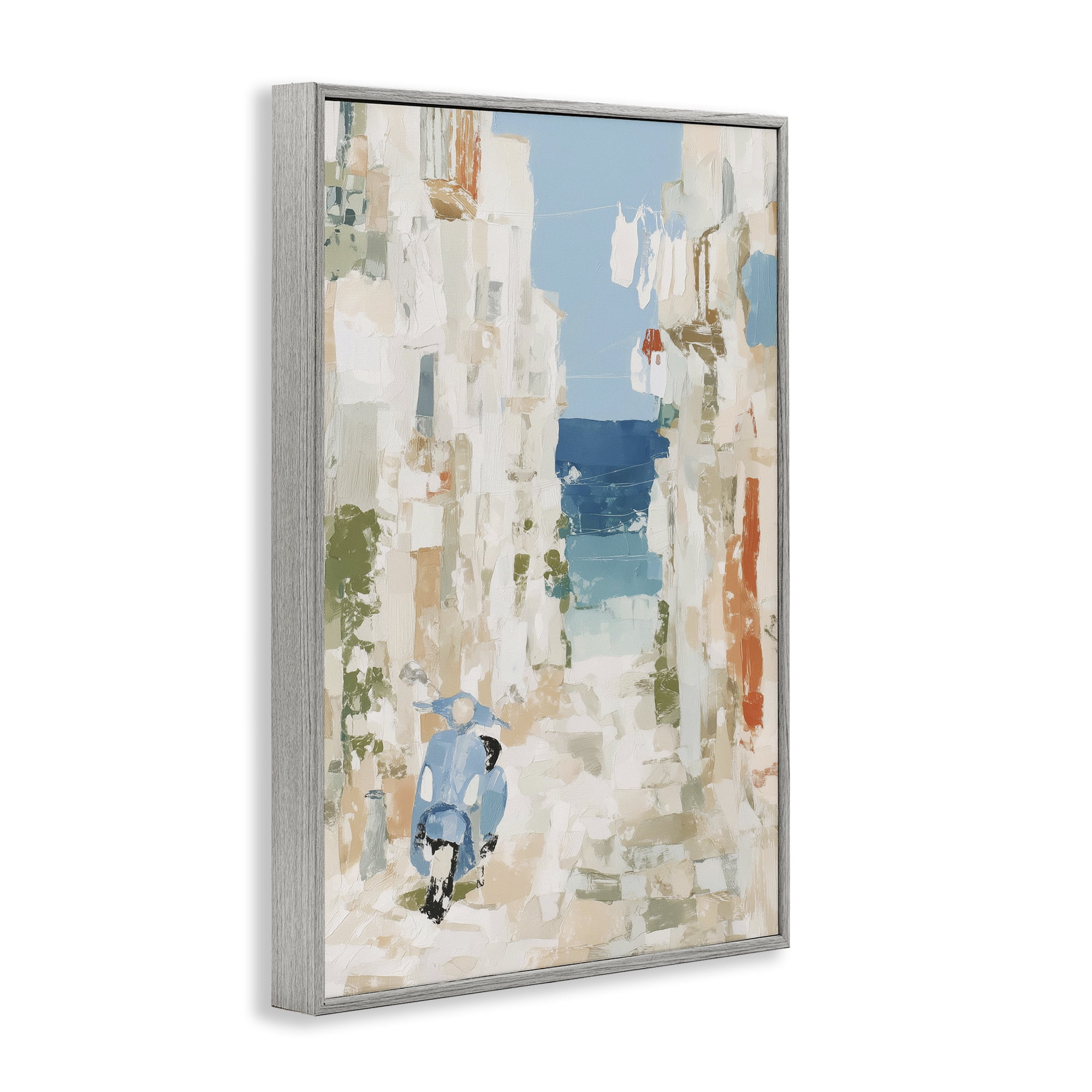 Stupell Industries Narrow Alley with Vespa Gray Framed Giclee Art, design by Chromatic Storm Studio