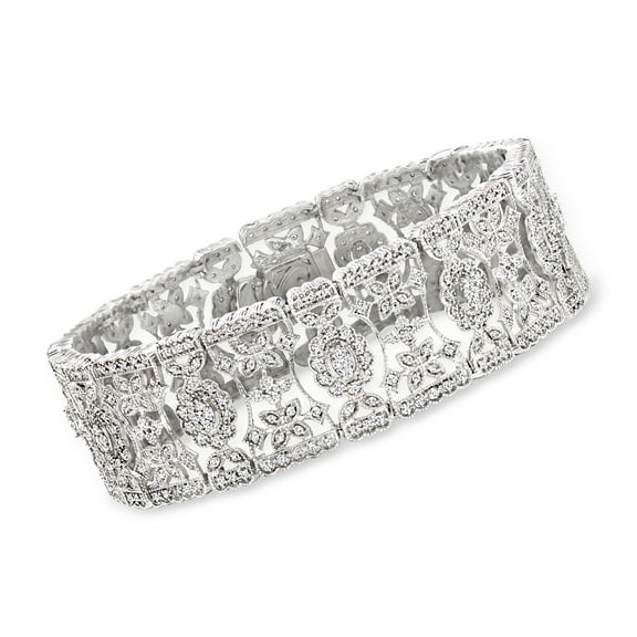 Ross-Simons 3.00 ct. t.w. Diamond Floral Bracelet in Sterling Silver, Women's, Adult