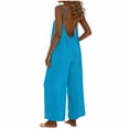 thumbnail image 2 of Yotami Backless Beach Jumpsuits for Women Summer Spaghetti Strap Casual Jumpsuit with Pockets Loose Wide-Leg Jumpsuits, Sky Blue M, 2 of 5