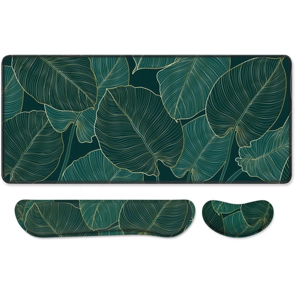 3Pcs Ergonomic Large Mouse Pad and Keyboard Wrist Rest, Desk Pad for Keyboard and Mouse, 3-in-1 Gaming Mouse Pad with Wrist Support ,35.6" x 15.8"