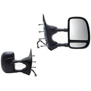 61199-00F - Fit System Towing Mirror Pair for 02-08 Ford Econoline Van, textured black, extendable, foldaway