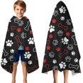 thumbnail image 3 of Paw Prints and Bones Hooded Bath Towel，50"x30" for Ages 3 To 12 Kids, Quick Dry Lightweight Soft Microfiber Hood Beach Towel Cover Up for Kids, 3 of 7