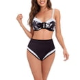 thumbnail image 2 of WREESH Womens Two Piece Swimsuit Bikini Sets High Waisted Bikini Vintage Printed Swimwear Conservative Swimwear Printed Swimsuit Beach Bathing Suit Black, 2 of 9