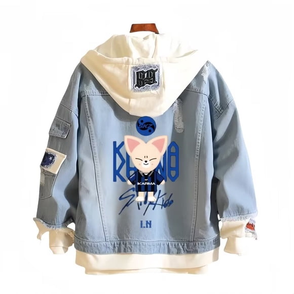 Chaqueta vaquera con capucha Stray Kids SKZOO I.N Cartoon Streetwear