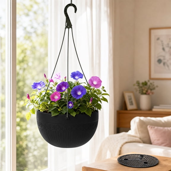 MMJ Hanging Planter Self Watering with Drainage Layer Plastic 18.90x6.50x3.94in for Plants Pothos Home Decor