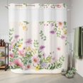 thumbnail image 6 of No Hook Shower Curtain, Pink Purple Flower Shower Curtains for Bathroom with See Through Top Window, Spring Farmhouse Country Floral Leaf Waterproof & Washable Bath Curtain Standard 72"x72", 6 of 9