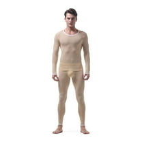 Thermal Underwear for Men Set 2 Piece Set Cold Weather Ultra Thin Ice Silk Long Johns Long Sleeve Tight Winter Warm Solid Color Base Layer Long Johns for Men Thermal