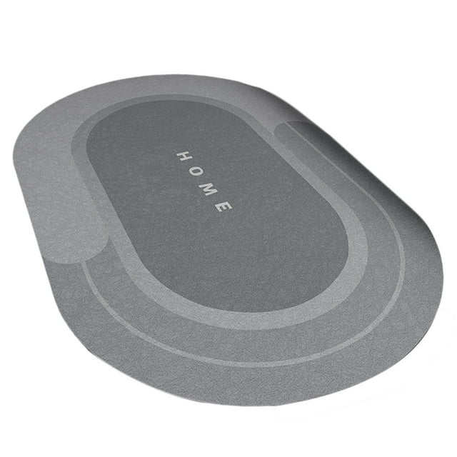 Alfombrilla de baño Zulema simple Respaldo de goma suave Gris ovalado S