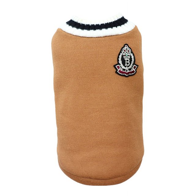 Dog Pet Knit Sweater School Style V Neck Soft Breathable Versatile Dog Knit Waistcoat Clothes