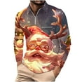 thumbnail image 2 of BiZtdJrK Mens Christmas T Shirt Funny 3D Print Long Sleeve Pullover Shirts Quarter Zip Polos Shirts Casual Holiday Tops Hipster Streetwear Back To College Sale S-Red XXXL, 2 of 5