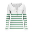 thumbnail image 4 of FDGIU ‌‌‌‌‌‌‌Women’s Ribbed Knit Striped Long Sleeve Top - Henley Neck Slim Fit Layered Tee for Work Casual, 4 of 7