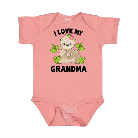

Inktastic Cute Sloth I Love My Grandma with Leaves Gift Baby Boy or Baby Girl Bodysuit