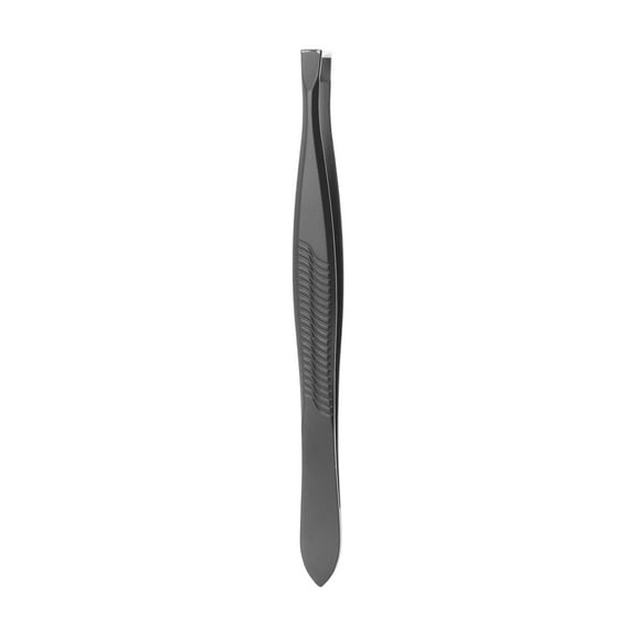 Unique Bargains 1 Pc Potable Flat Eyebrow Tweezer for Bathroom Travel Black