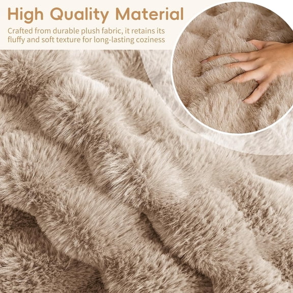 Couch Cover for Dogs Plush Washable Sofa Covers for 3 Cushion Couch Pet Friendly Fuzzy Faux Fur Sofa Slipcovers 3 Seat Anti-Slip Sectional Furniture Protector (Velvety Khaki, 35.5" x 71")