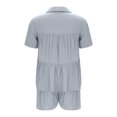 thumbnail image 4 of Tenues d'Été 2 Pcs pour Femmes Ensemble de Détente à Manches Courtes Chemise à Volants et Shorts Assortis, 4 of 8