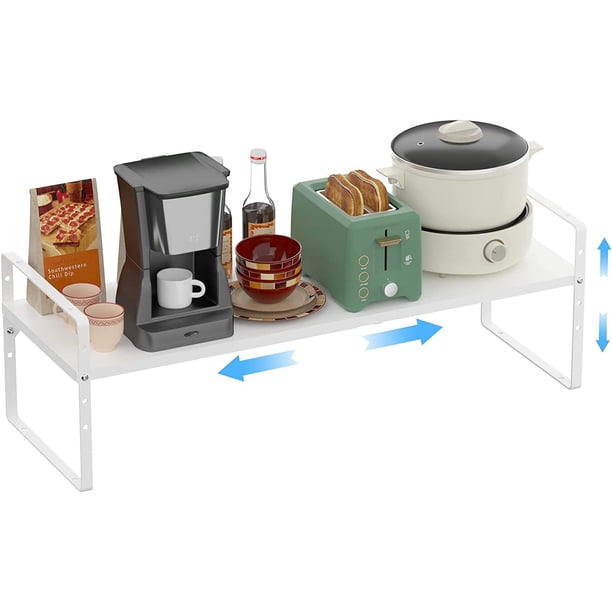 Organizadores de estantes de gabinete expandibles, estantes apilables para mostrador de cocina, estante para especias para cocina, baño, despensa, armario, escritorio, oficina en casa, placa de metal