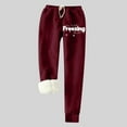 thumbnail image 2 of IROINNID Sales Women's Sweatpants Casual Jogger Printing Leggings Drawstring Waist Thick Warm Elastic Pants with Pockets,Burgundy, 2 of 3