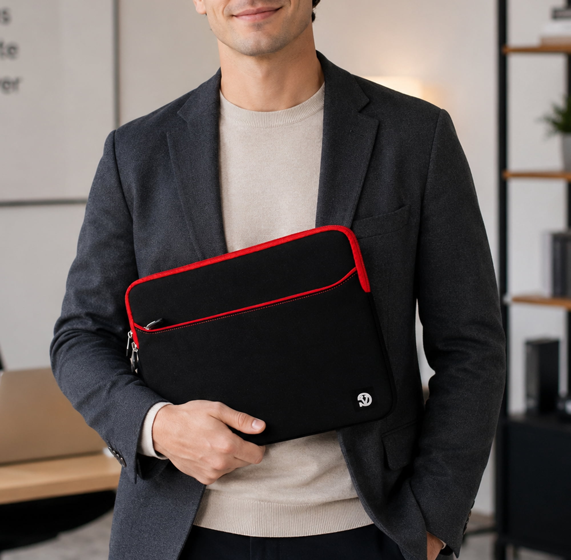 Vangoddy 15.6 Inch Laptop Sleeve Case, Water-Resistant Neoprene Notebook Bag with Zipper and Front Pocket, Fits 15.4-15.6 in Laptops