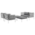 thumbnail image 3 of Modway Harmony 5 Piece Outdoor Patio Aluminum Sectional Sofa Set in White Gray, 3 of 7