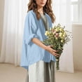 thumbnail image 4 of Dwralegc Women's Linen Cardigan Shrugs Linen Loose Shirts Lightweight Shawls Wraps Cardigan Summer Fall Kimono Casual Outfits Light Blue 2XL, 4 of 6