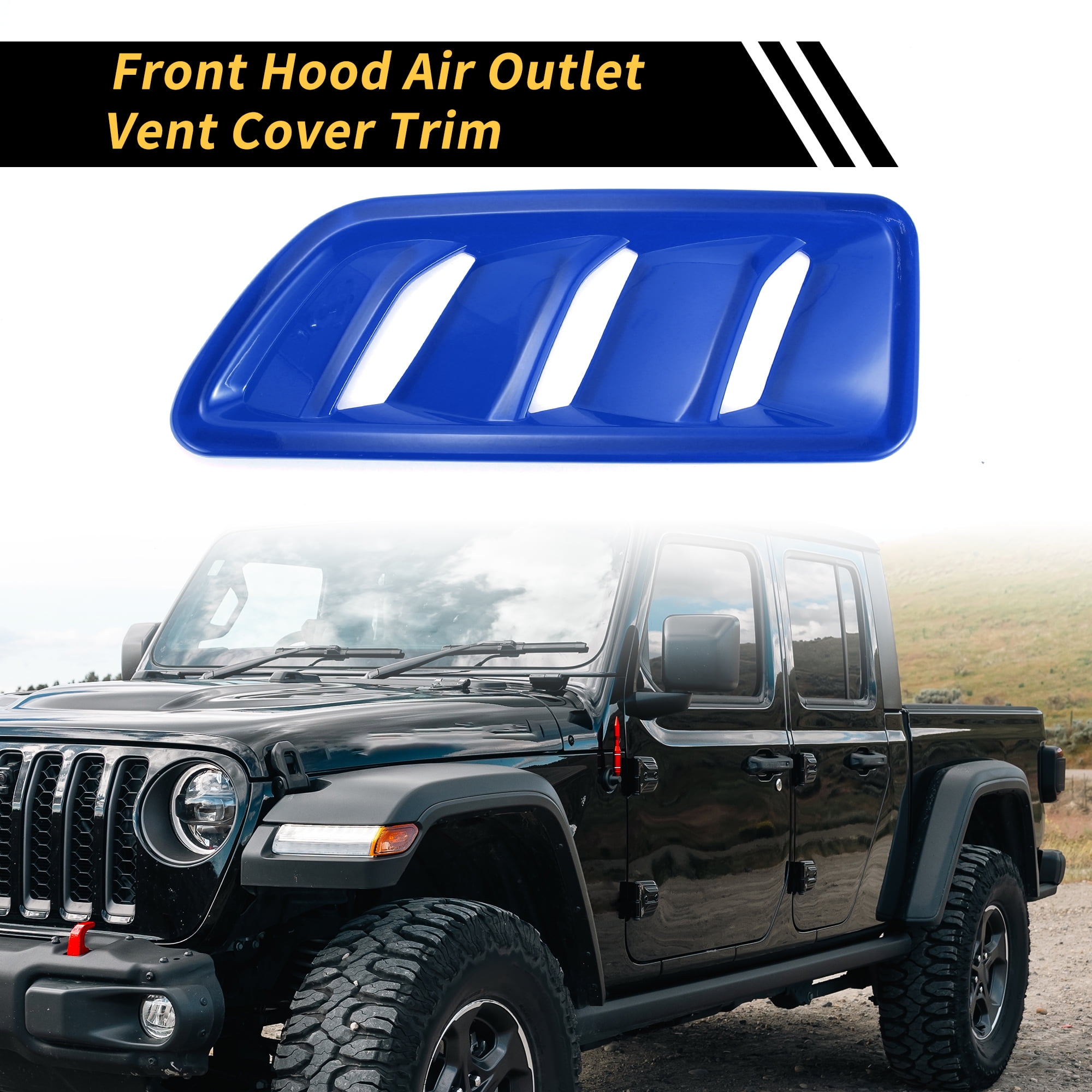 Unique Bargains 1 Pair Car Front Hood Air Outlet Vent Cover Trim for Jeep Wrangler JL JLU Gladiator 2018-2024 Hood Engine Bonnet Air Vent Outlet Cover Bezels ABS Blue