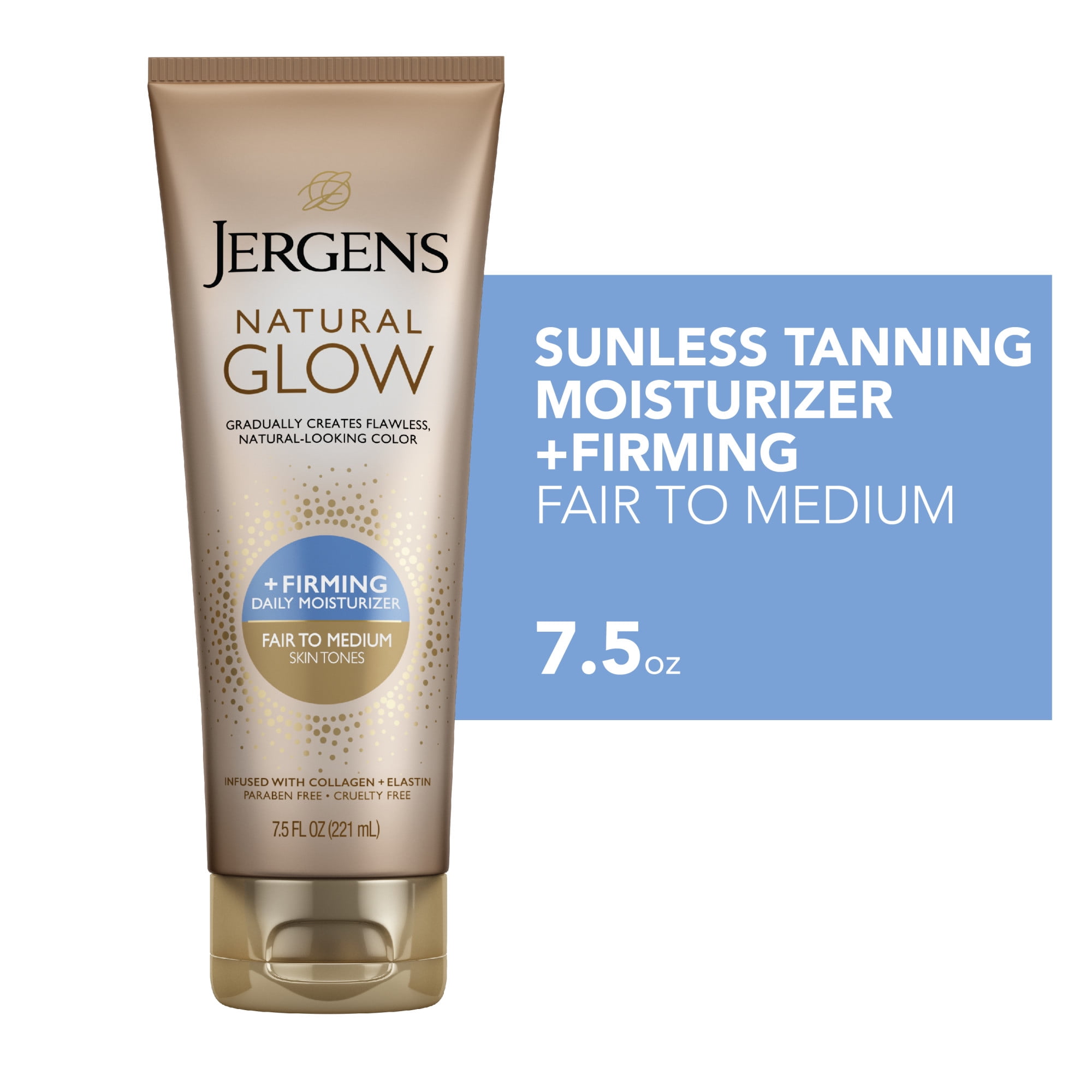 At øge Apparatet Fyrretræ Jergens Natural Glow +FIRMING Sunless Tanning Daily Body Lotion, Fair to  Medium Skin Tone, 7.5 fl oz - Walmart.com