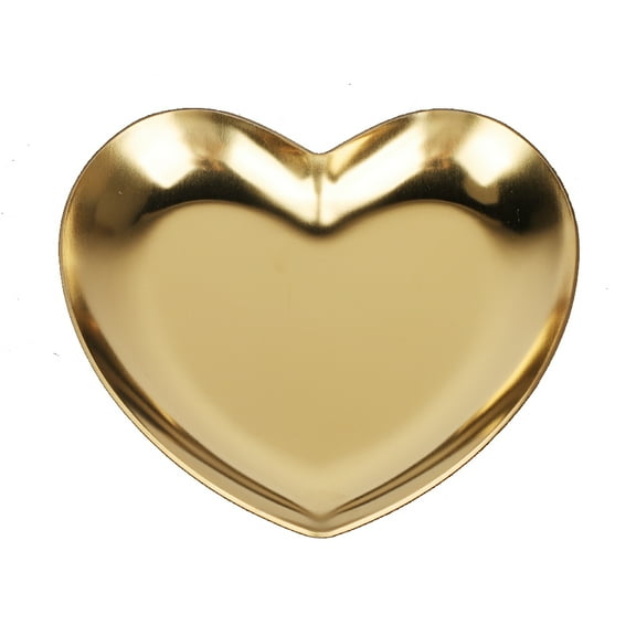 Colorful Stainless Steel Small Decorative Tray, Heart Shaped Plate Tea Tray Jewelry Dish Cosmetics Organizer Bathroom Clutter Serving Platter Small Storage Tray Fruit Tray[Gold]