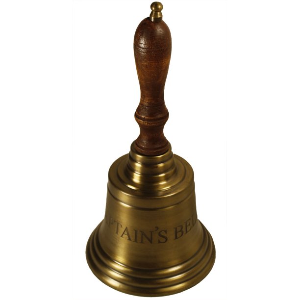 14" HANDHELD BELL Captains Bells ANTIQUE FINISH
