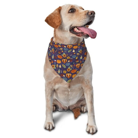 Daiia Thanksgiving Turkey 2 Pattern Pet Scarf for Dogs and Cats &ndash; Soft & Breathable Bandana Comfortable Pet Accessory for Everyday Wear