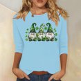 thumbnail image 2 of ZHYou Women T-Shirts Valentine's Day Casual Soft V-Neck St. Patrick's Day Printed 3/4 Sleeve Loose Fit Spring Summer Shirts,Black,Pink,White,Wine,Gray,S,M,L,XL,2XL ,Light Blue,L, 2 of 4