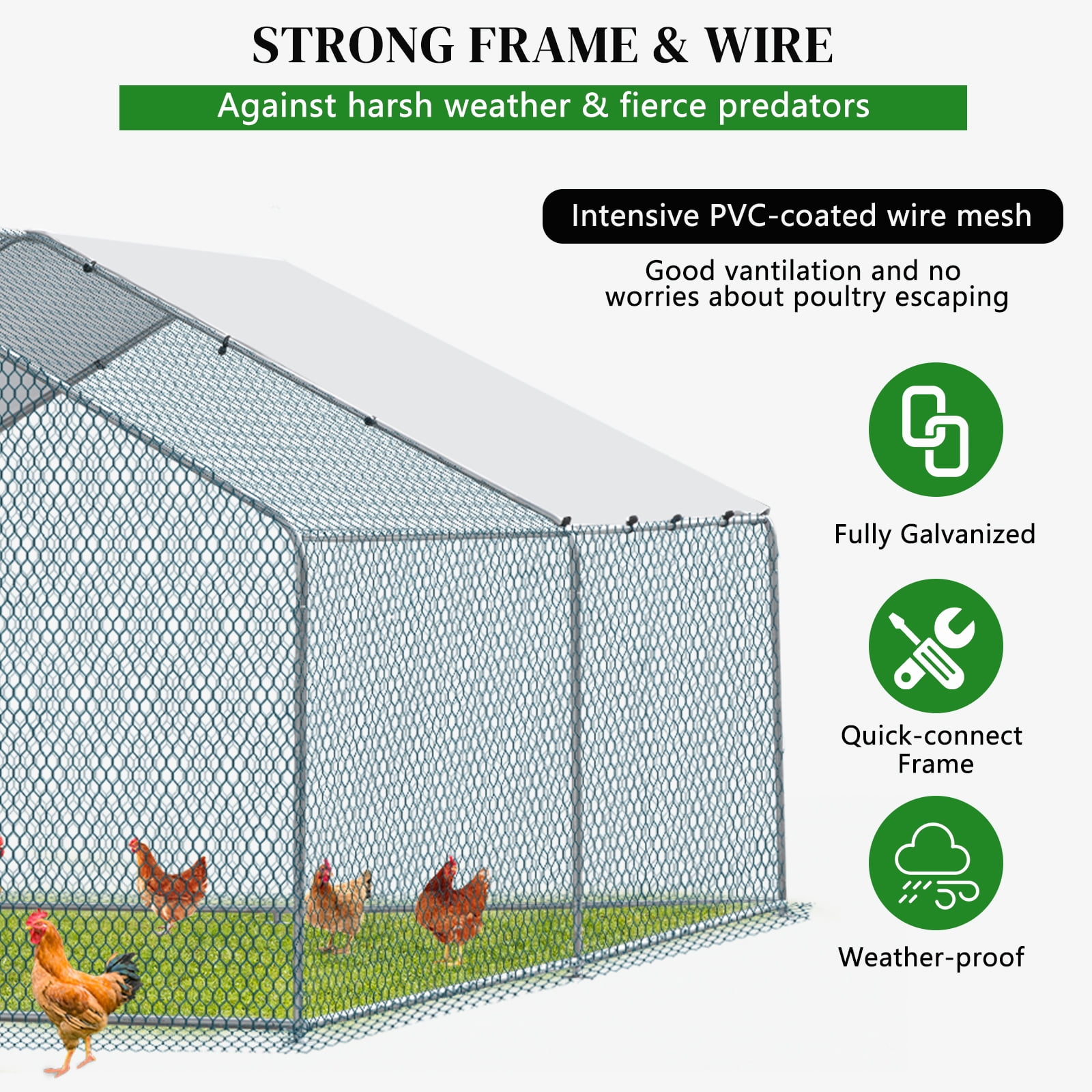 Zimtown 13 x 10 ft Chicken Coop Large Metal Chicken Cage House Hen House Rabbit Hutch Poultry Cagem