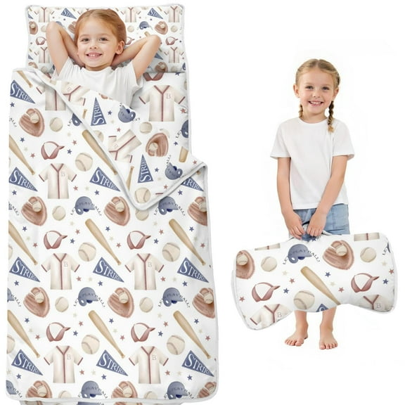 Baseball Uniform Pattern Toddler Nap Mats for Kids Preschool,Sleeping Mat Bag or Kids,Toddler Sleeping Bag,Toddler Nap Mat or Daycare