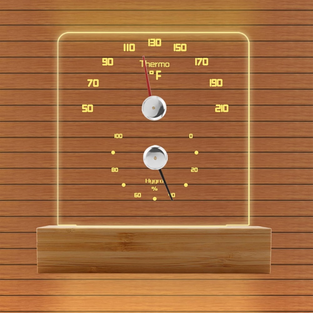 Sauna Thermometer 2 in 1 Fahrenheit Thermometer Hygrometer with LED Light Sauna Accessories for Sauna Room Hotel