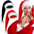 thumbnail image 1 of wonima02 2 Pcs Santa Hat, Adults 30 Inch Black and Red Plush Deluxe Long Christmas Xmas Hat for Festival, 1 of 1