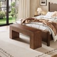 thumbnail image 2 of Finmind Solid Wood  Bed Bench for Bedroom, 47.24-Inch Farmhouse Entryway Bench Indoor for Hallway, Living Room, Brown, 2 of 9