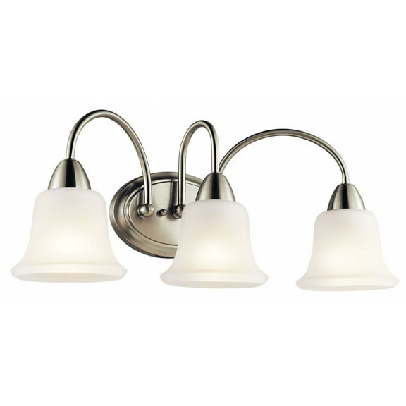 45883NI Kichler Lighting Nicholson - 3 Light Bath Vanity Approved for Damp Locations - with Transitional inspirations - 10 inches tall by 24 inches