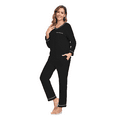 thumbnail image 6 of ANLIQI Women's Pajama Sets 100% cotton Long Sleeve Shirt and Pants Sleepwear Nightwear Soft Pjs Lounge Sets(Black, Medium), 6 of 8