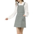 thumbnail image 5 of INSPIRE CHIC Women's Adjustable Strap Plaid Suspender Overall Dress M Green-Grey, 5 of 9