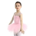 thumbnail image 4 of MSemis Kids Girls Mesh U Back Ballet Dance Leotard Tutu Skirt Pink 6, 4 of 7