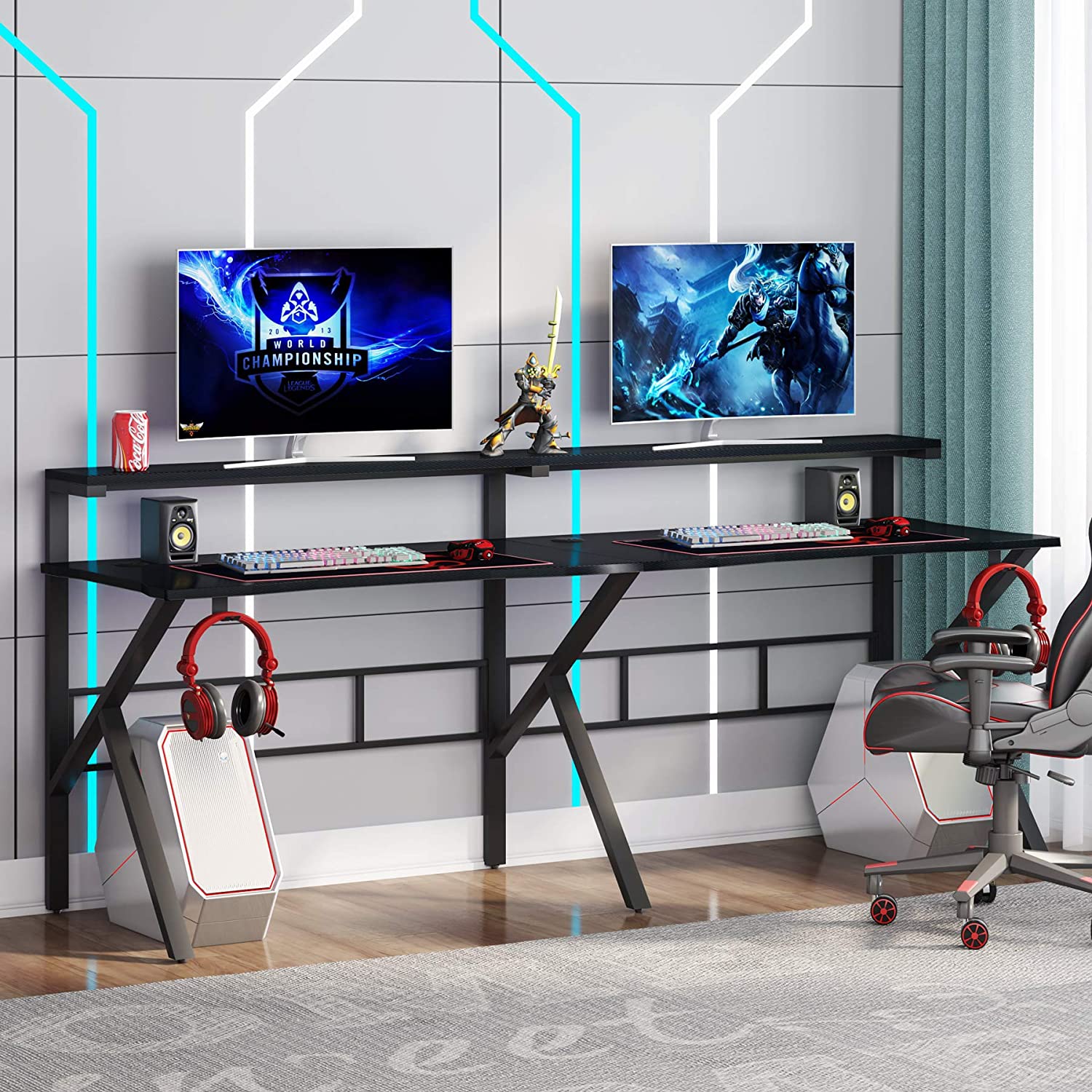 Tribesigns Gaming Desk, Computer Desk With Monitor Stand And Shelf