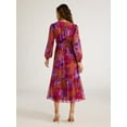 thumbnail image 2 of Sofia Jeans Women's Belted Cross Front Maxi Dress with Long Sleeves, Above Ankle Length, Sizes XS-XXXL, 2 of 4