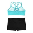thumbnail image 4 of Miaeowve Kids Girls 2-Piece Gymnastics Dance Outfits Athletic Crop Tops and Booty Shorts Activewear Set Mint Green 4, 4 of 5