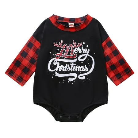 

Long Sleeve Little Girls Shirts Boys Girls Christmas Long Sleeve Cartoon Letter Prints Pullover Romper Baby All