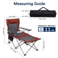 thumbnail image 6 of Reclining Beach Chair for Adults, 6-Legged Camping Chair with Foot Rest, Red, 6 of 7