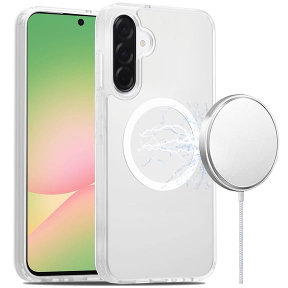 For Samsung Galaxy A57 [Magnetic Circle] Smooth Safe Matte Feel Hybrid Case - Clear